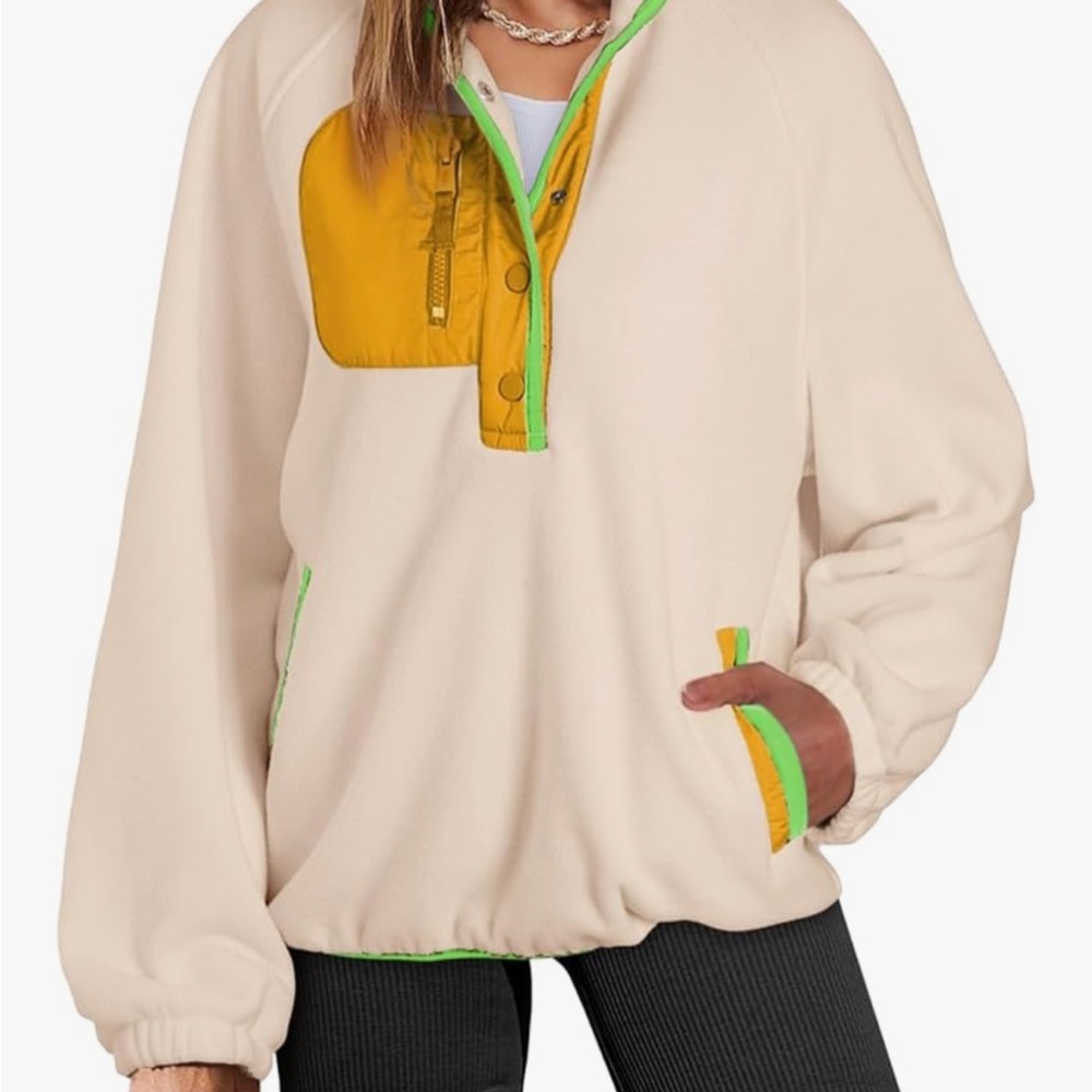 Cream and Yellow Pullover Jacket